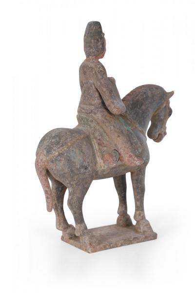 Chinese Tang Dynasty Style Terra Cotta Horse and Rider Tomb Figure