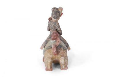 Chinese Tang Dynasty Style Terra Cotta Woman and Kneeling Camel Tomb Figure