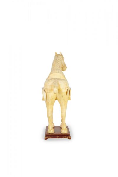 Chinese Tang Dynasty Style Tessellated Bone Veneer Monumental Horse Statues