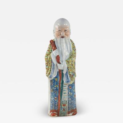 Chinese Taoist Han Elder Man Longevity God Porcelain Figurine