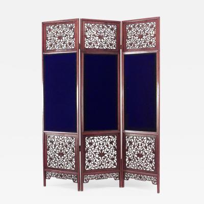 Chinese Teak 3 Fold Screen