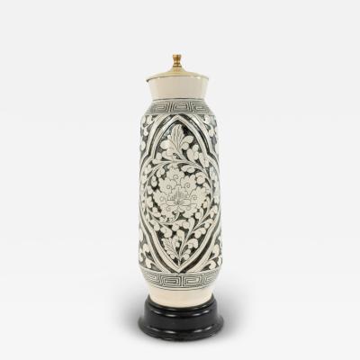Chinese White And Gray Porcelain Table Lamp