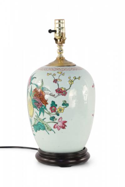 Chinese White Floral Patterned Porcelain Table Lamp