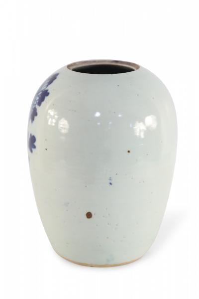 Chinese White and Blue Botancial Melon Porcelain Vase