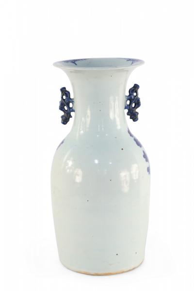 Chinese White and Blue Chrysanthemum and Bird Porcelain Urn