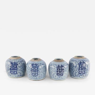 Chinese White and Blue Floral and Character Ginger Jar Vases