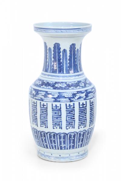 Chinese White and Blue Multi Pattern Porcelain Urn