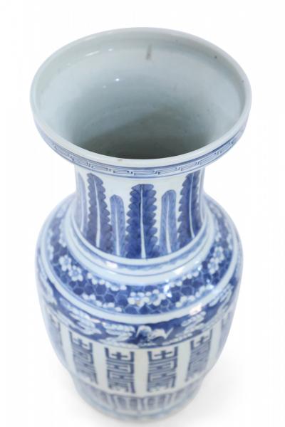 Chinese White and Blue Multi Pattern Porcelain Urn