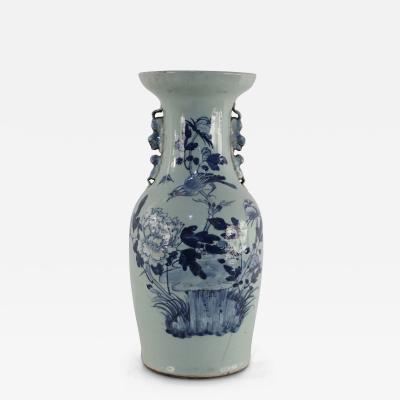 Chinese White and Blue Natural Design Porcelain Urn