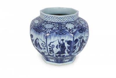 Chinese White and Blue Octagonal Porcelain Pot