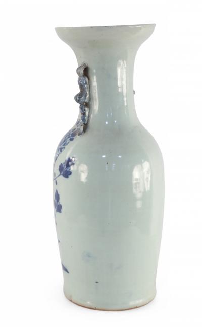 Chinese White and Blue Peacock Motif Porcelain Urn
