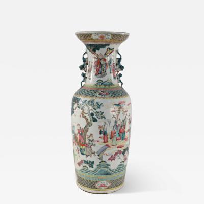 Chinese White and Figurative Pastoral Scene Porcelain Urn