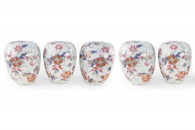 Chinese White and Floral Pattern Porcelain Jars