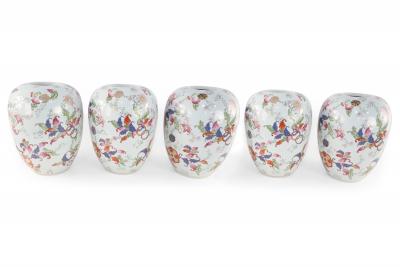 Chinese White and Floral Pattern Porcelain Jars