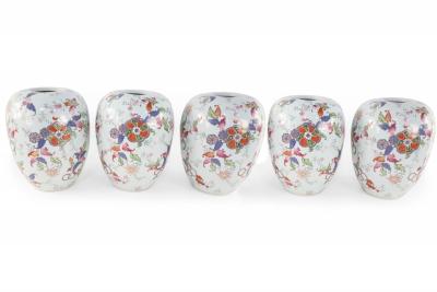 Chinese White and Floral Pattern Porcelain Jars