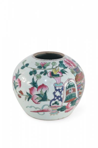 Chinese White and Multicolor Decoration Porcelain Watermelon Jar