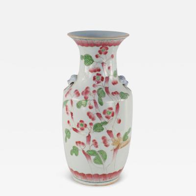 Chinese White and Pink Cherry Blossom Tree Porcelain Urn
