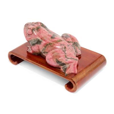 Chinese carved rhodonite model of a toad