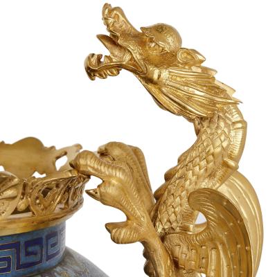 Chinese enamel and French gilt bronze Chinoiserie jardini re