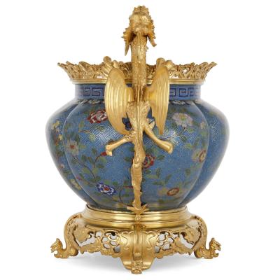 Chinese enamel and French gilt bronze Chinoiserie jardini re