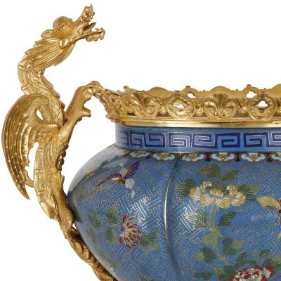 Chinese enamel and French gilt bronze Chinoiserie jardini re