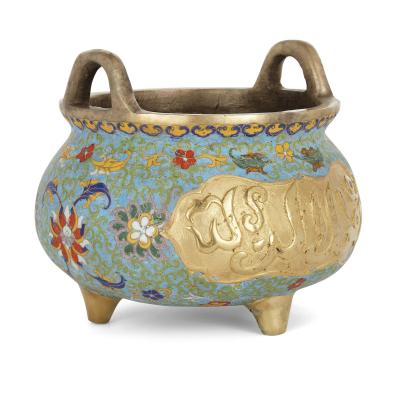Chinese floral cloisonn enamel and ormolu vase for Islamic market