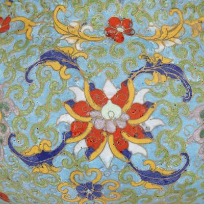 Chinese floral cloisonn enamel and ormolu vase for Islamic market