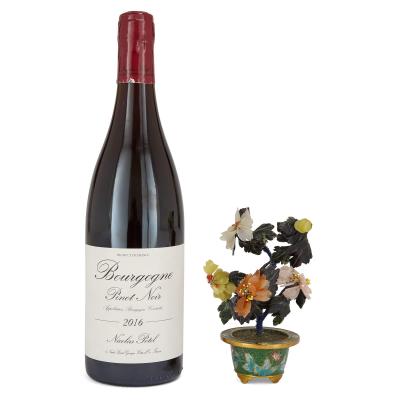 Chinese hardstone and cloisonn enamel flower model