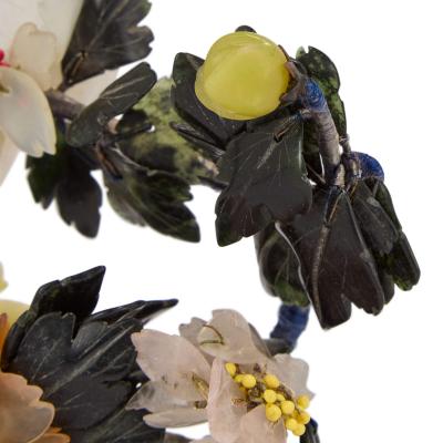 Chinese hardstone and cloisonn enamel flower model