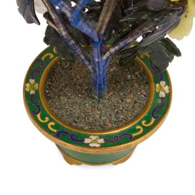 Chinese hardstone and cloisonn enamel flower model