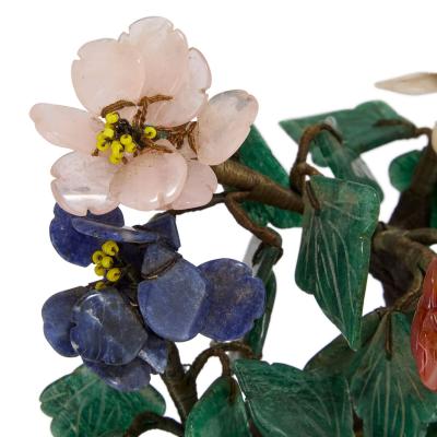 Chinese hardstone floral tree in a cloisonn enamel planter