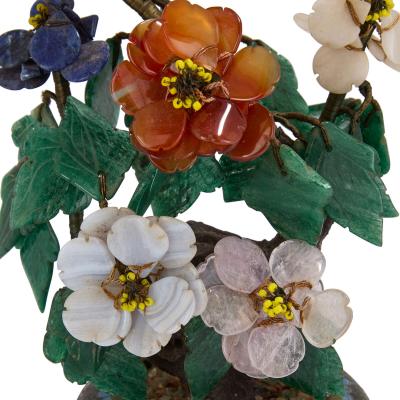 Chinese hardstone floral tree in a cloisonn enamel planter