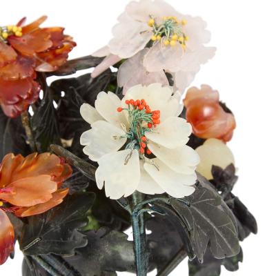 Chinese hardstone flower model in a cloisonn enamel flowerpot