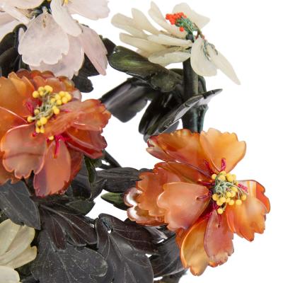 Chinese hardstone flower model in a cloisonn enamel flowerpot
