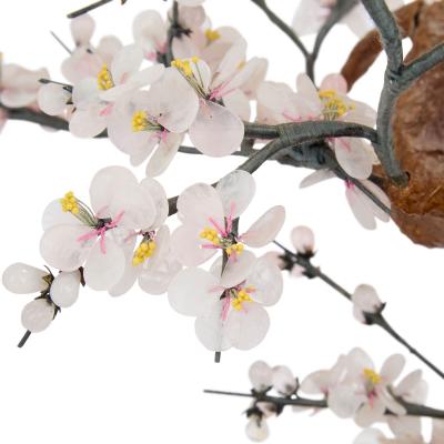 Chinese hardstone model of cherry blossom in a cloisonn enamel planter