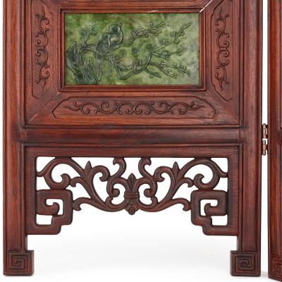 Chinese hardwood and nephrite screen