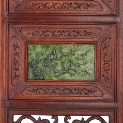 Chinese hardwood and nephrite screen