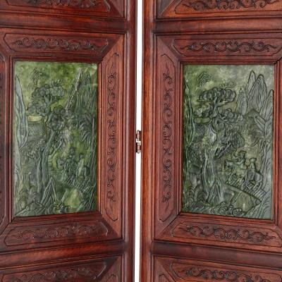 Chinese hardwood and nephrite screen