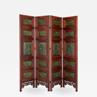 Chinese hardwood and nephrite screen