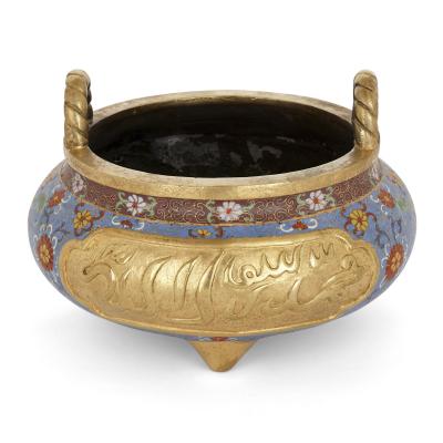 Chinese ormolu and cloisonn enamel vase for the Islamic market