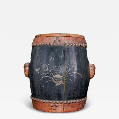 Chinese wooden Rice box with handpainted decoration