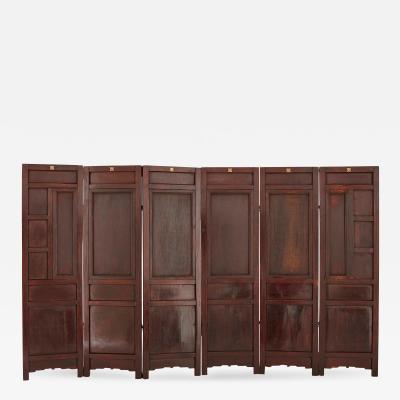 Chinese wooden screen with reverse glass painted panels