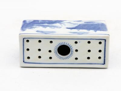 Chinoiserie Blue and White Flower Brick England Early 20th C 