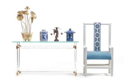 Chinoiserie Blue and White High Back Chair from the Miami Viceroy
