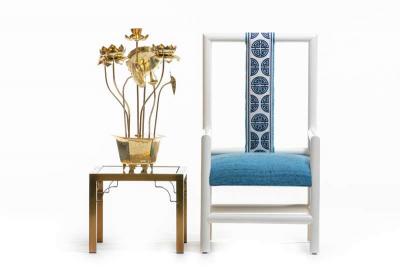 Chinoiserie Blue and White High Back Chair from the Miami Viceroy