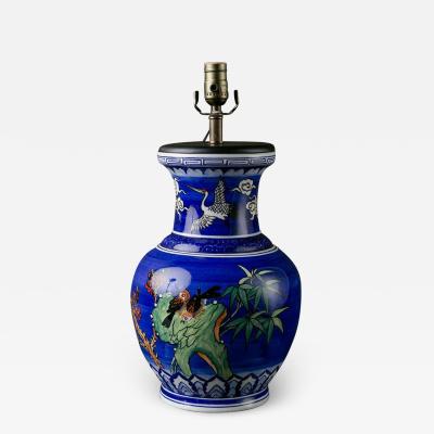 Chinoiserie Cobalt Hand Painted Table Lamp