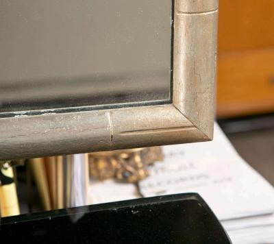 Chinoiserie Hand Painted Style Faux Silver Bamboo Mirror Decorative