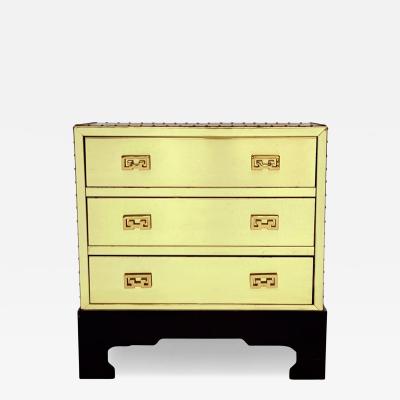 Chinoiserie Hollywood Regency Polished Brass Chest of Drawers or Petite Cabinet