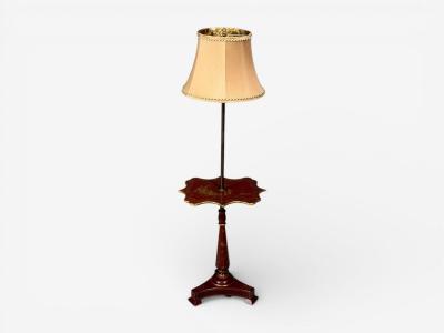 Chinoiserie Red Japanned Floor Lamp Wood Brass