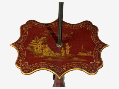 Chinoiserie Red Japanned Floor Lamp Wood Brass